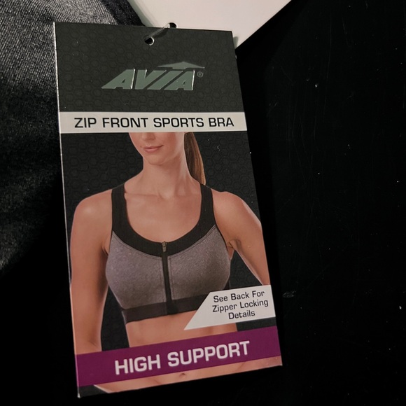 Avia Women's Black and Gray Zip-Front Sports Bra XXL (D-DD) - Picture 3 of 7